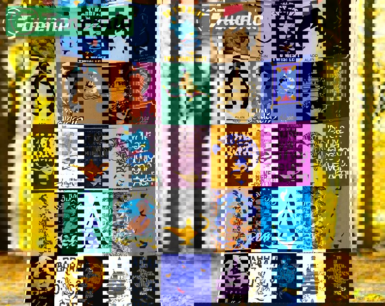 Aladdin fleece blanket, aladdin and jasmine princess throw blanket for couch sofa, christmas gift, bedding decor Quilt Blanket