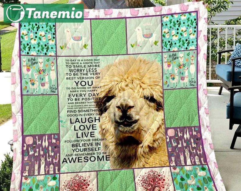 Alpaca animals lover gift fleece blanket, mink sherpa blanket, alpaca quilt, llama alpaca blanket, wildlife quilt Quilt Blanket