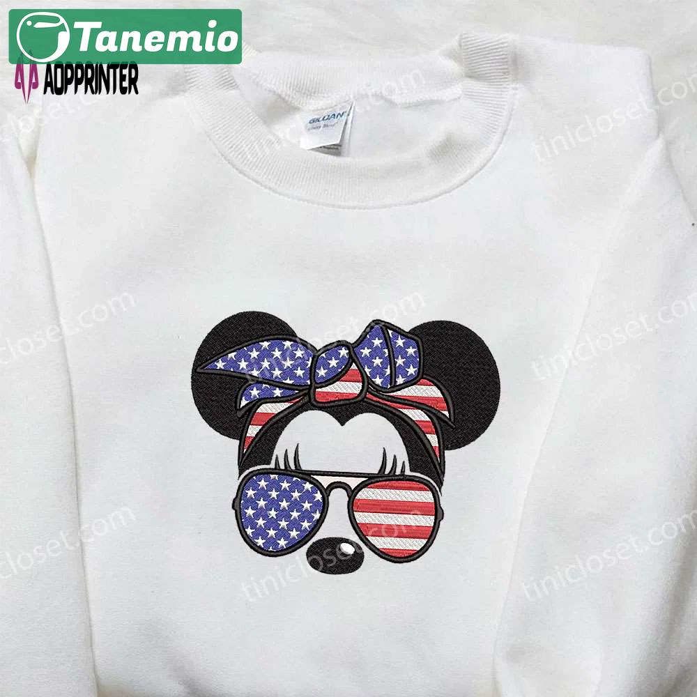 America minnie mouse embroidered shirt disney patriotic shirts Embroidered Shirt