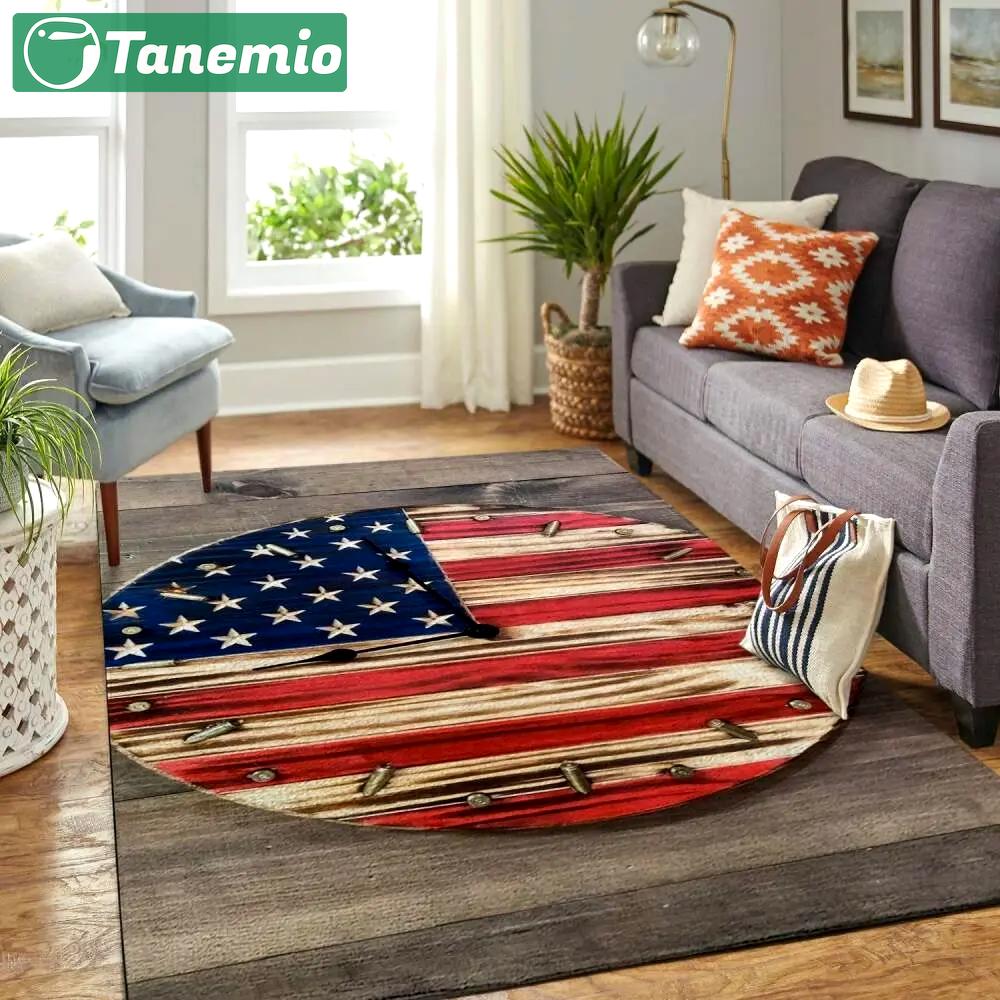 American flag clock area rug ofd afc190827 area rug living room carpet rug regtangle carpet floor decor home decor Rectangle Rug