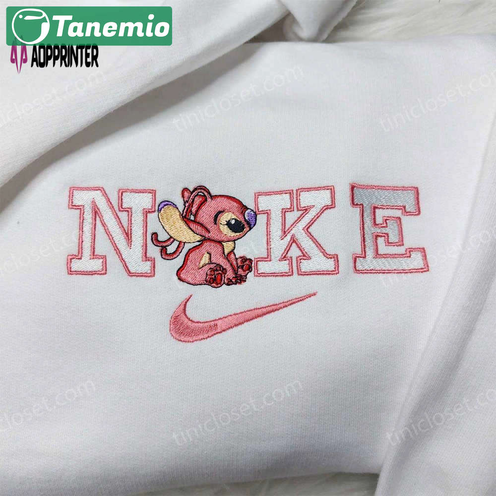 Angel stitch nike embroidered sweatshirt lilo & stitch hoodie – custom nike logo shirt Embroidered Shirt