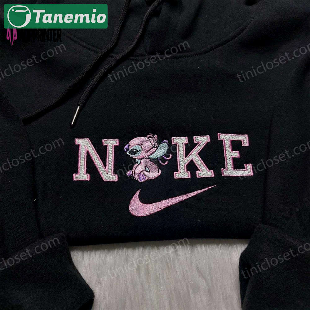 Angel stitch x nike embroidered sweatshirt & lilo and stitch disney shirt – custom nike embroidery Embroidered Shirt