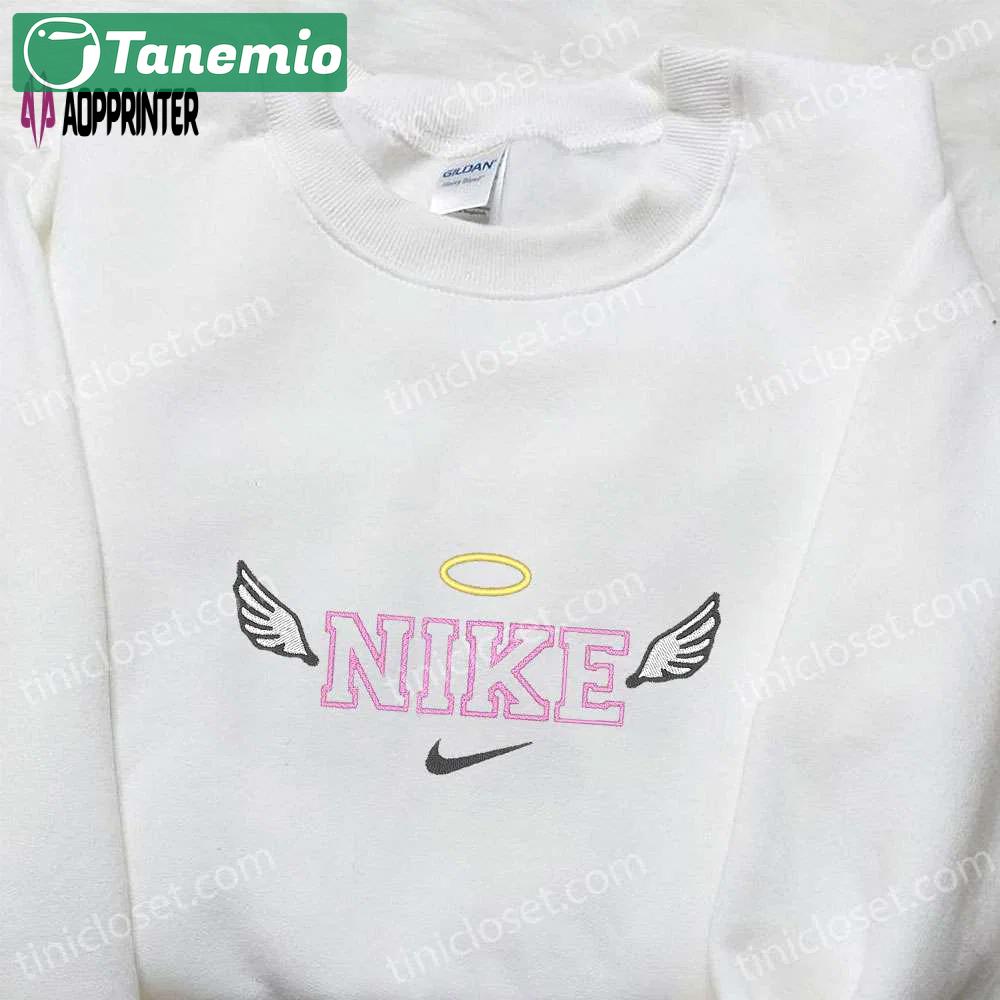 Angel x nike embroidered shirt: best nike inspired birthday gift for family Embroidered Shirt