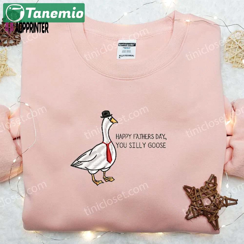 Animal embroidered shirt: silly goose happy father’s day gift Embroidered Shirt