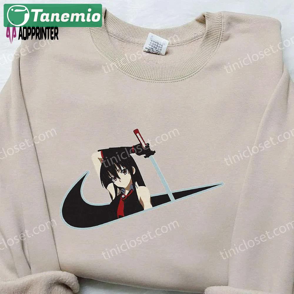 Anime embroidered hoodie & shirts: akame x nike swoosh akame ga kill! & nike inspired Embroidered Shirt