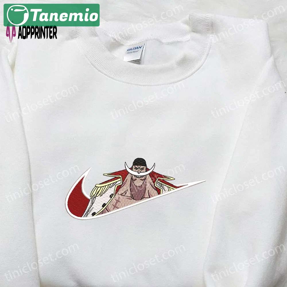 Anime embroidered shirt: edward newgate x nike swoosh & one piece custom nike shirt Embroidered Shirt