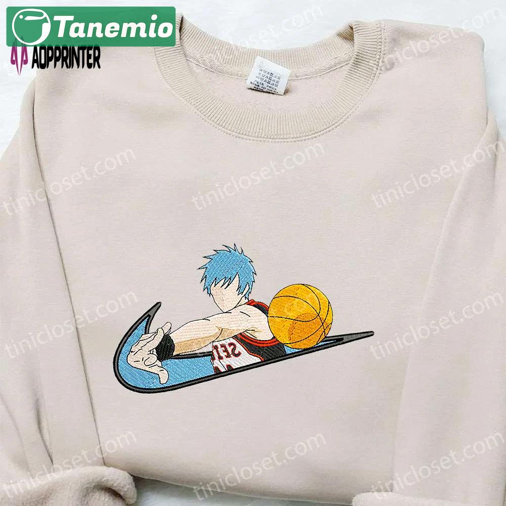 Anime embroidered sweatshirt: tetsuya kuroko x swoosh kuroko no basket shirt – cool anime clothing Embroidered Shirt