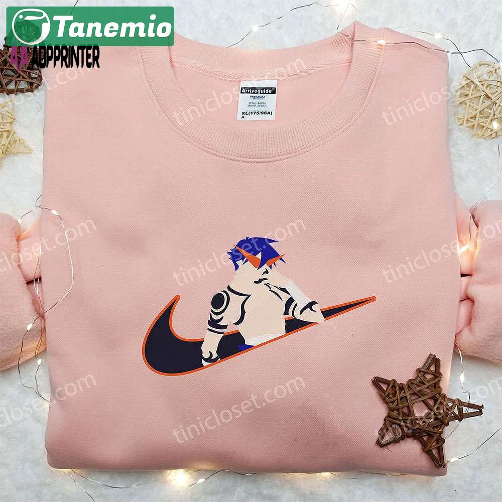 Anime kamina x nike swoosh hoodie & gurren lagann shirt – embroidered nike inspired apparel Embroidered Shirt