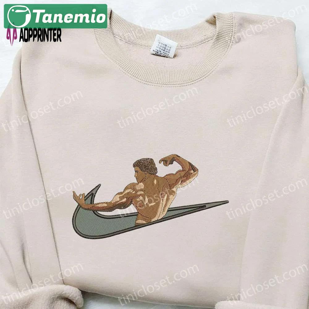 Arnold schwarzenegger x swoosh embroidered shirt: celebrity t-shirt perfect family gift! Embroidered Shirt