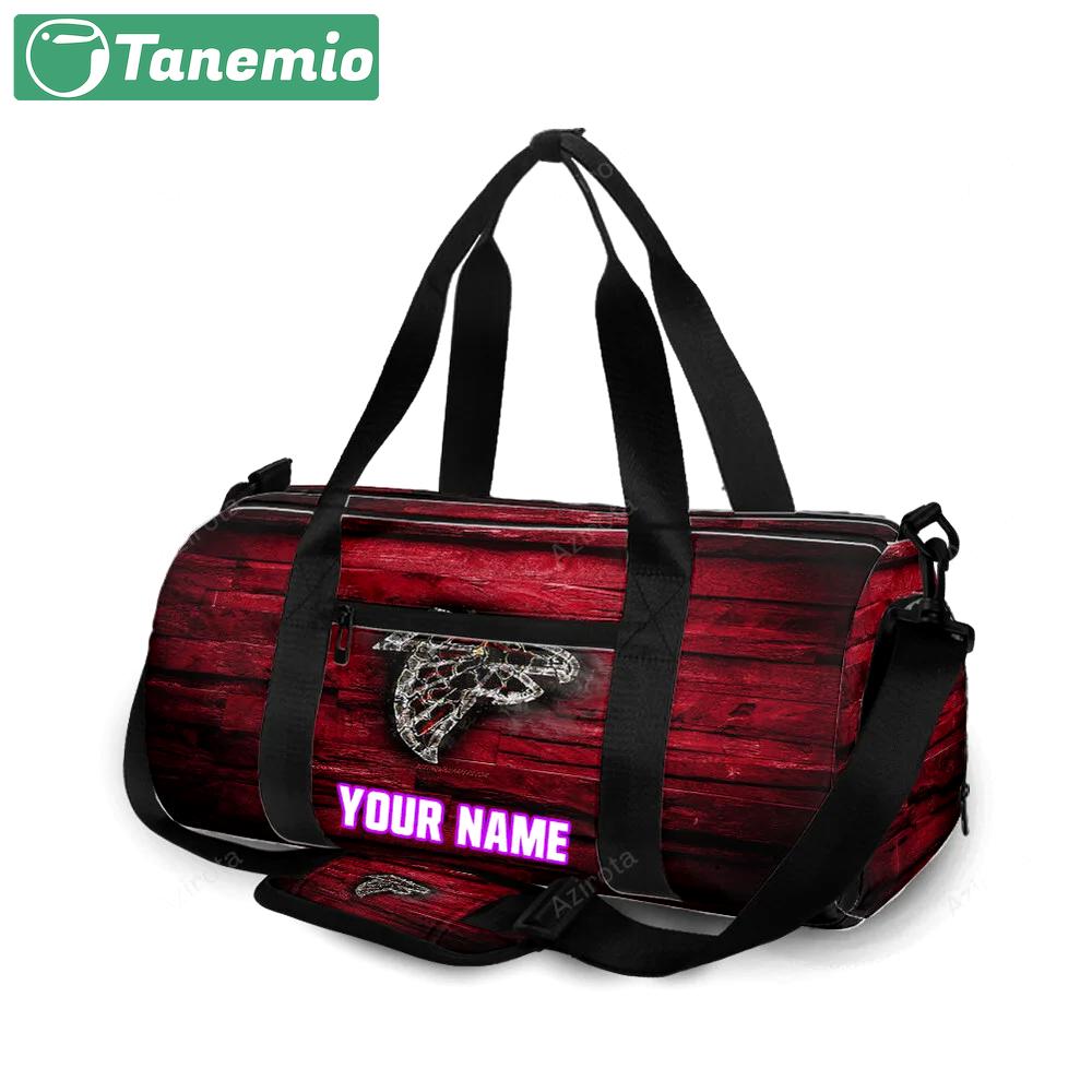 Atlanta falcons wooden fire texture personalized name travel bag gym bag 1165 Travel Bag