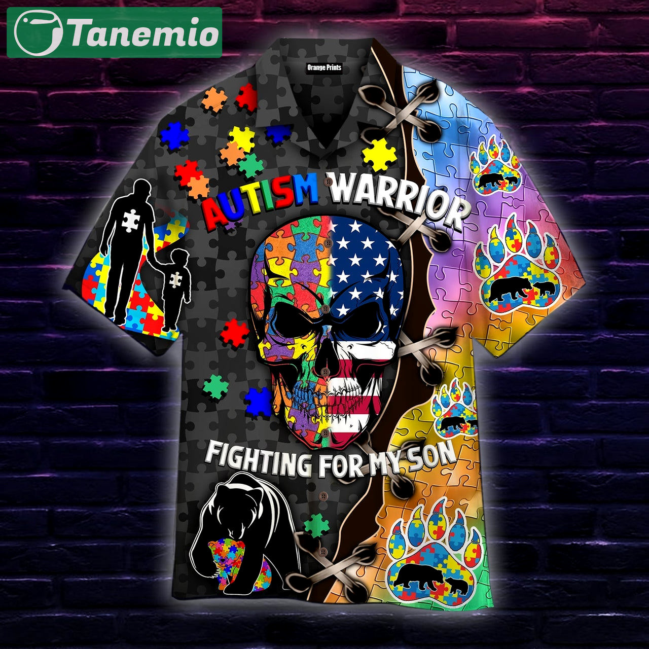 Autism warrior fighting for my son hawaiian shirt Hawaii Shirt Shorts & Flip Flops