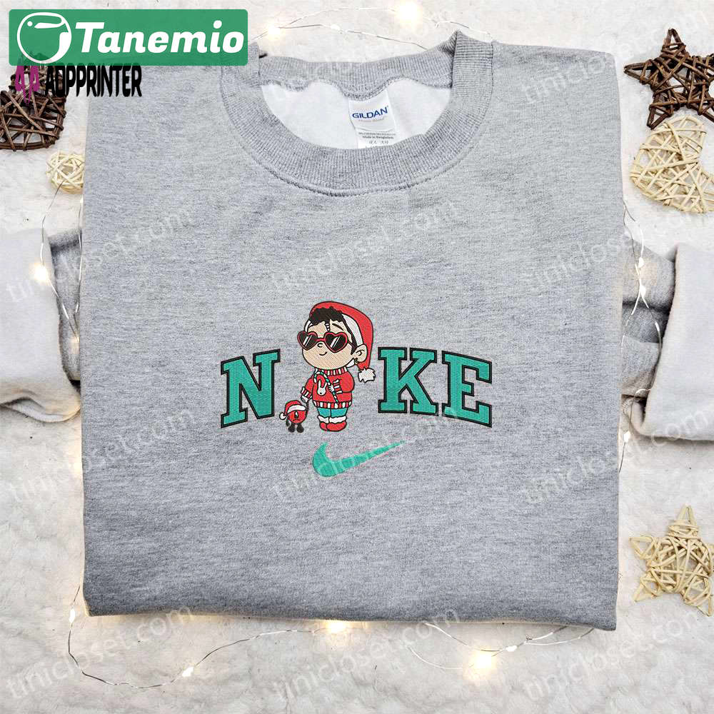 Baby benito & bad bunny christmas x nike embroidered sweatshirt – perfect holiday gift! Embroidered Shirt