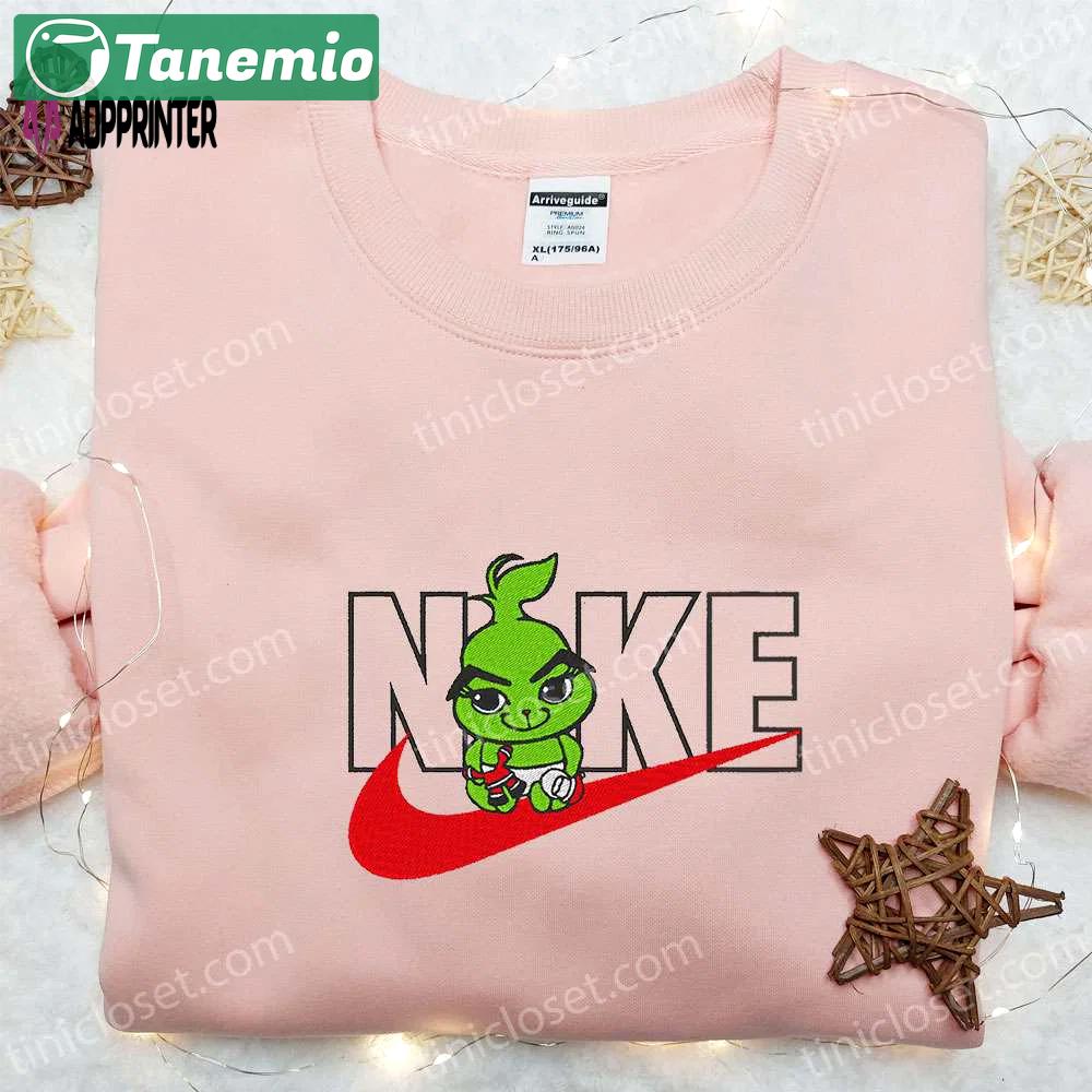 Baby grinch x nike movie embroidered tshirt the grinch shirt nike inspired tee Embroidered Shirt