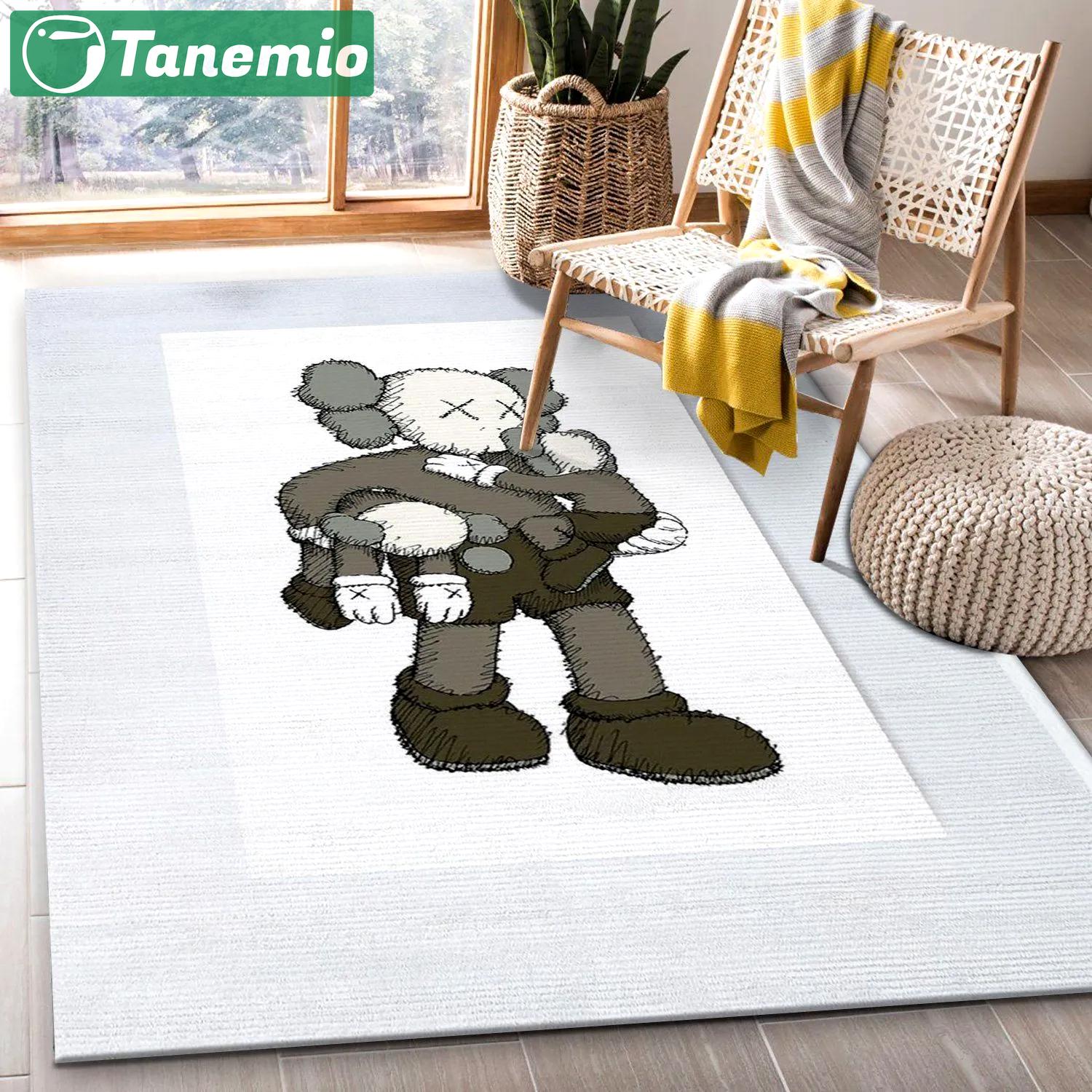 Baby kaws logo type 850. Upgrade Your Living Room with Luxury Home Decor: Area Carpets, Floor Decor, Door Mats, and Hot Gift Items with style a High-End Fashion Brand Rectangle Rug