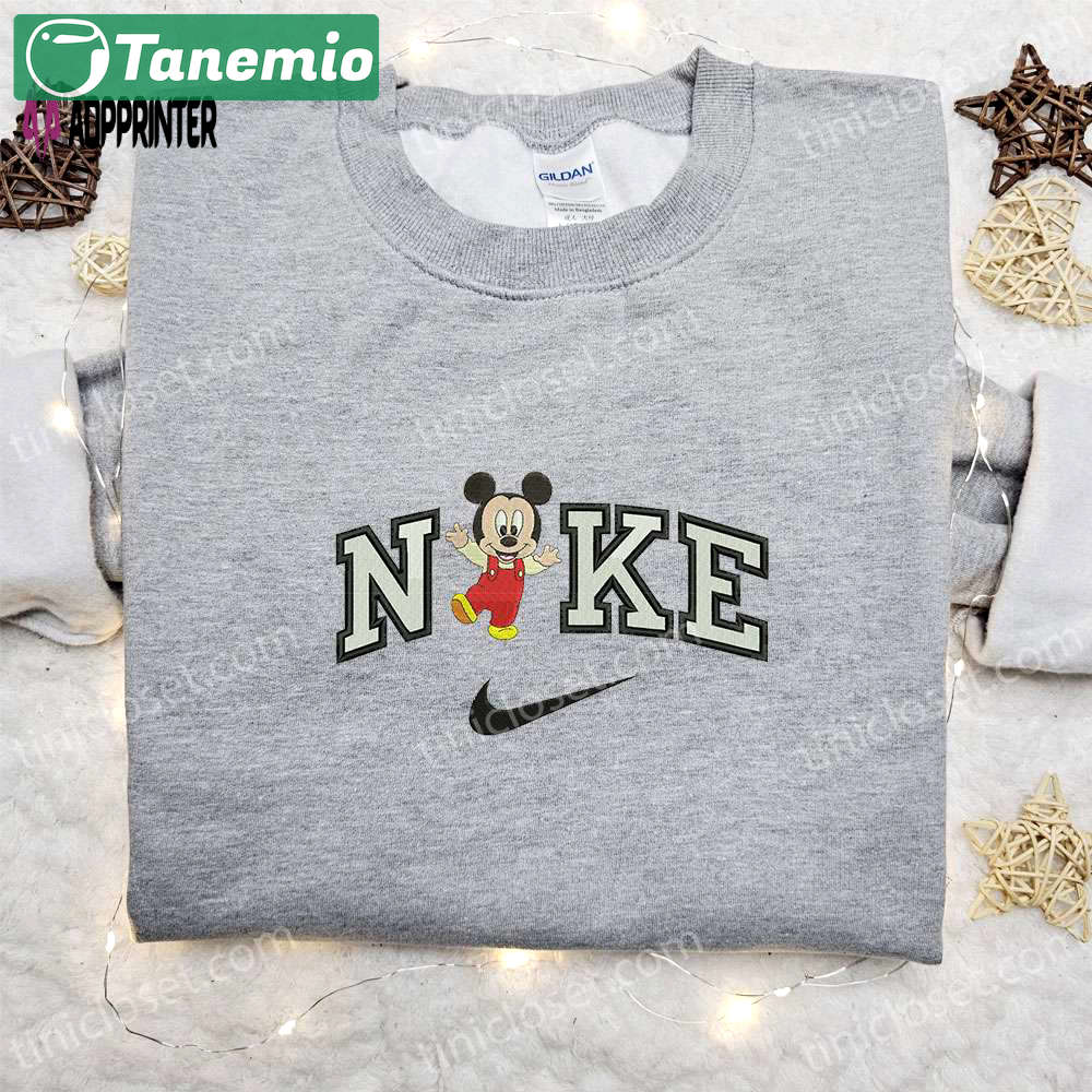Baby mickey x nike cartoon embroidered tshirt – disney & nike inspired shirt Embroidered Shirt