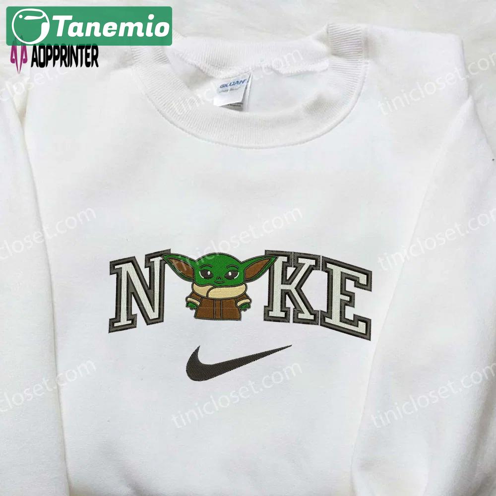 Baby yoda winter x nike embroidered shirt – unique star wars inspired nike shirt Embroidered Shirt