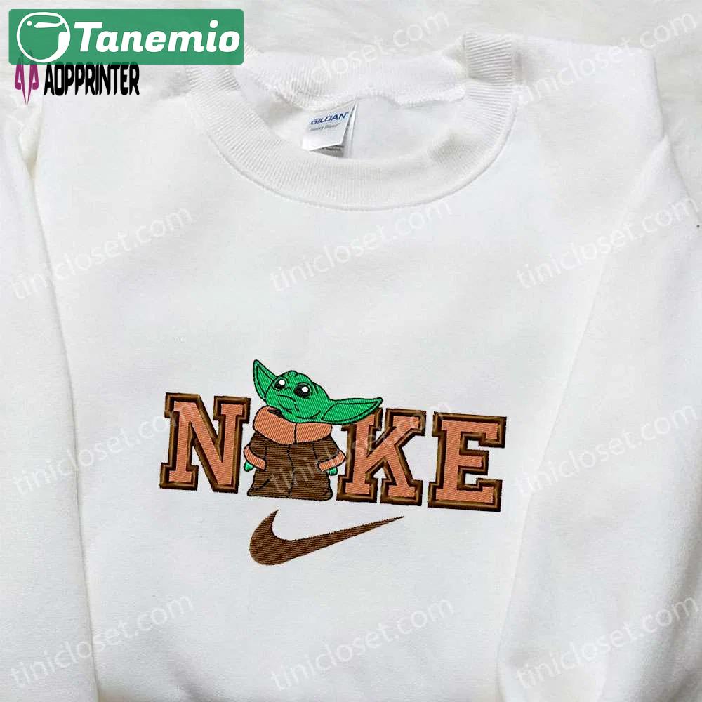 Baby yoda x nike movie embroidered tshirt – nike inspired shirt perfect family gift Embroidered Shirt