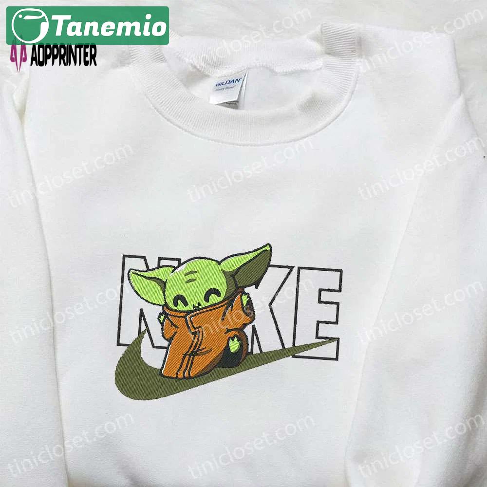 Baby yoda x nike movie embroidered tshirt – star wars inspired shirt Embroidered Shirt