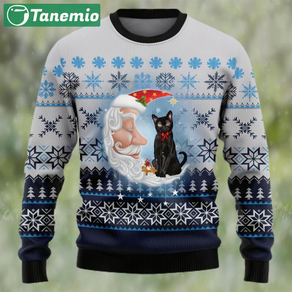 Back cat love santa moon ugly christmas sweater Christmas Ugly Sweater