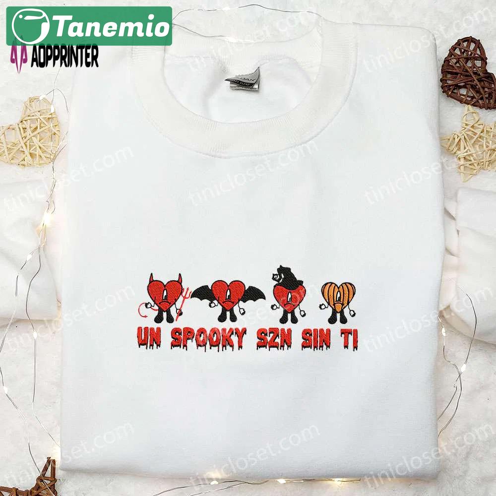 Bad bunny un spooky szn sin ti embroidered shirt sweatshirt & hoodie – cool halloween collection Embroidered Shirt