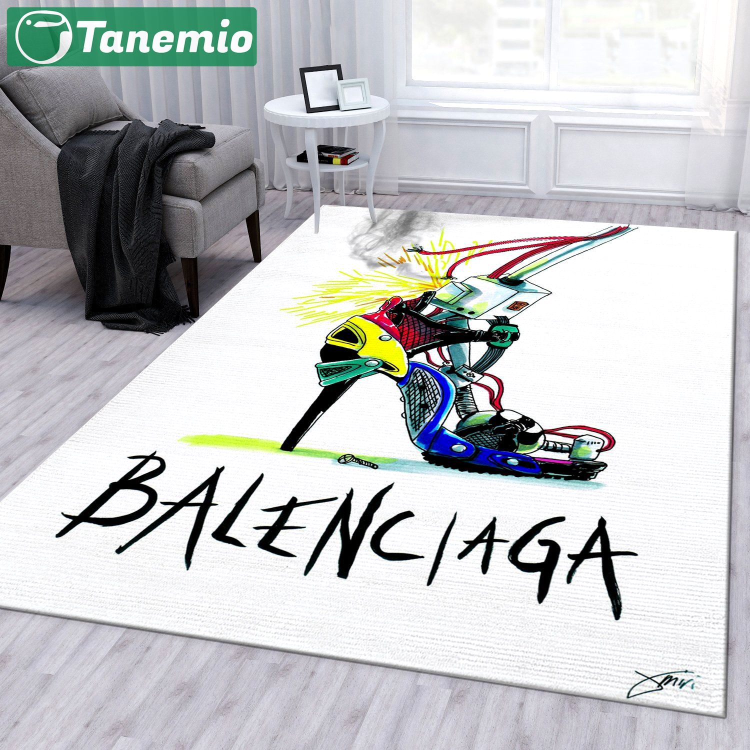 Balenciaga logo type 591. Upgrade Your Living Room with Luxury Home Decor: Area Carpets, Floor Decor, Door Mats, and Hot Gift Items with style a High-End Fashion Brand Rectangle Rug