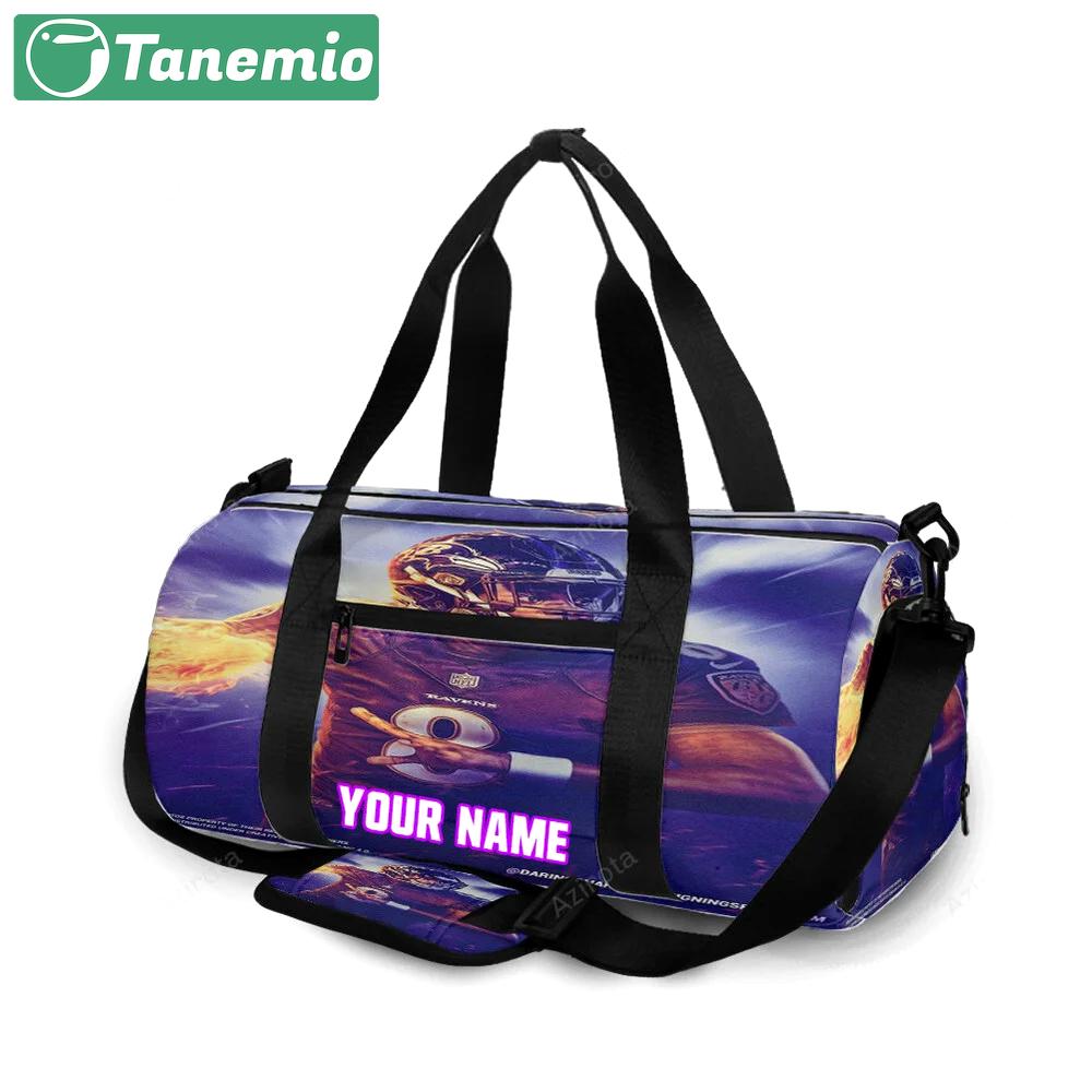 Baltimore ravens lamar jackson 8 v10 personalized name travel bag gym bag 438 Travel Bag