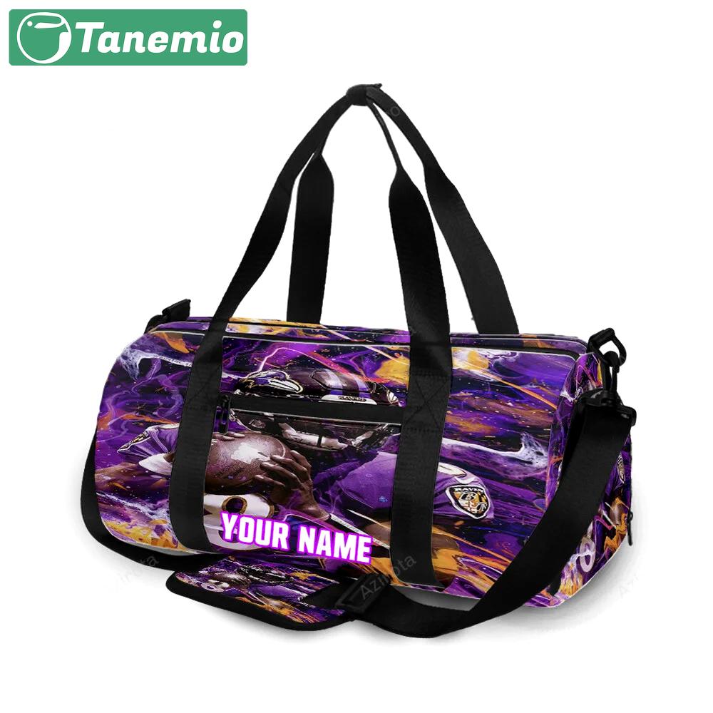 Baltimore ravens lamar jackson 8 v6 painting personalized name travel bag gym bag 1170 Travel Bag