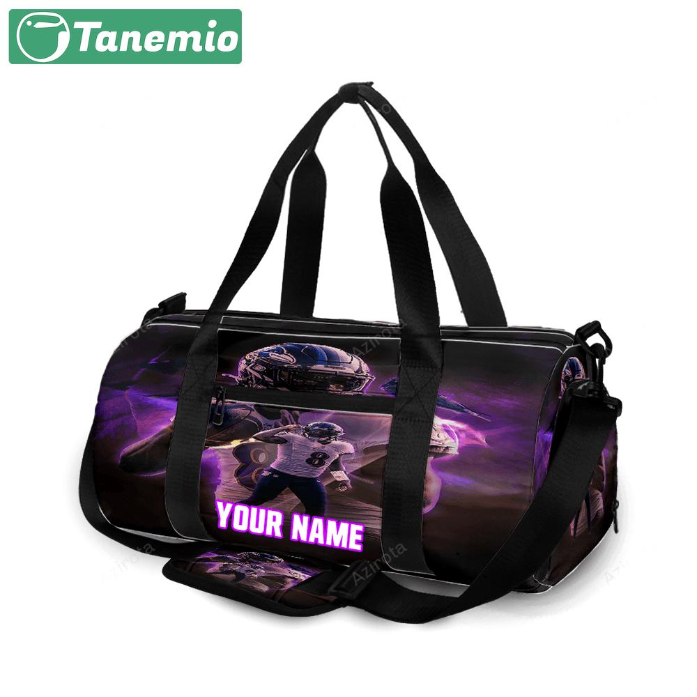 Baltimore ravens lamar jackson 8 v8 personalized name travel bag gym bag 839 Travel Bag