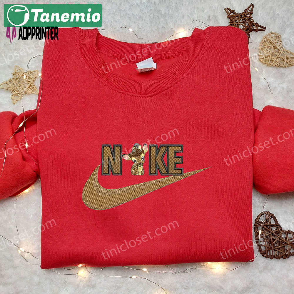 Bambi & bunny x swoosh nike embroidered shirt – cartoon disney design Embroidered Shirt