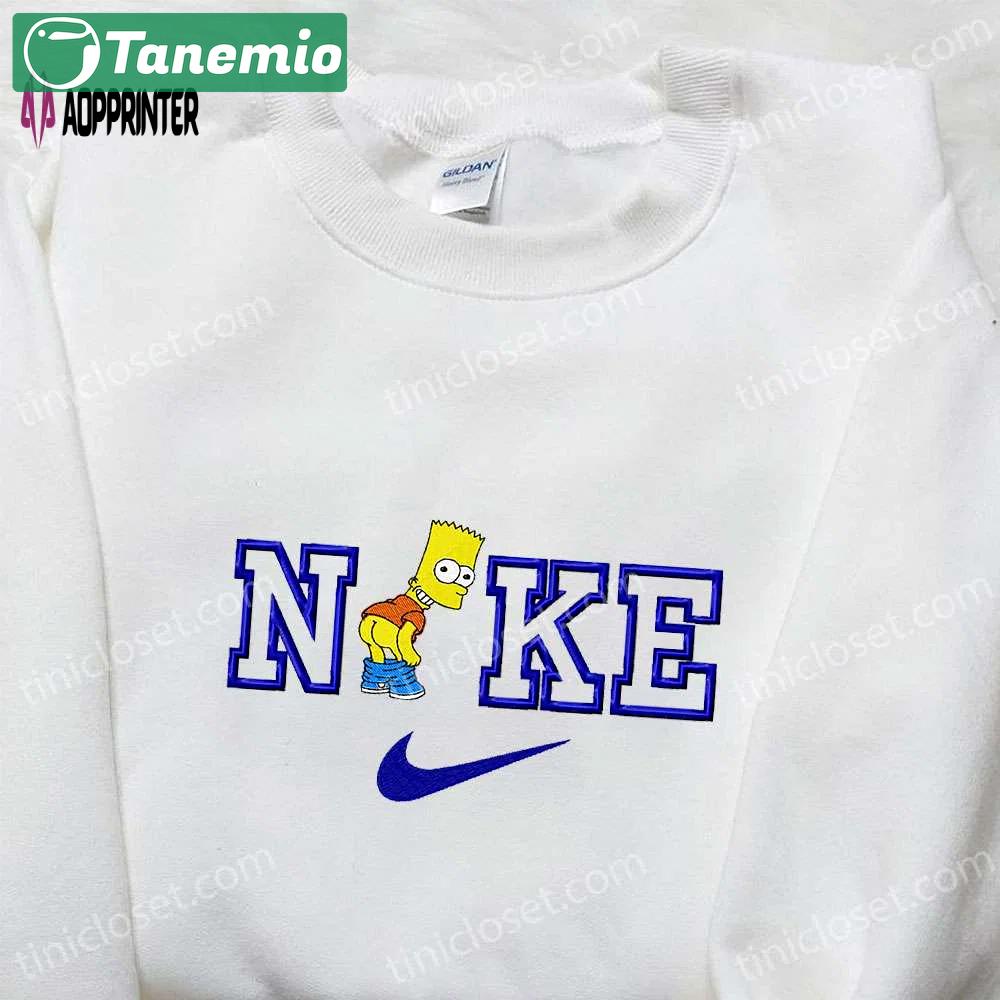 Bart simpson x nike cartoon embroidered shirt best nike inspired birthday gift Embroidered Shirt