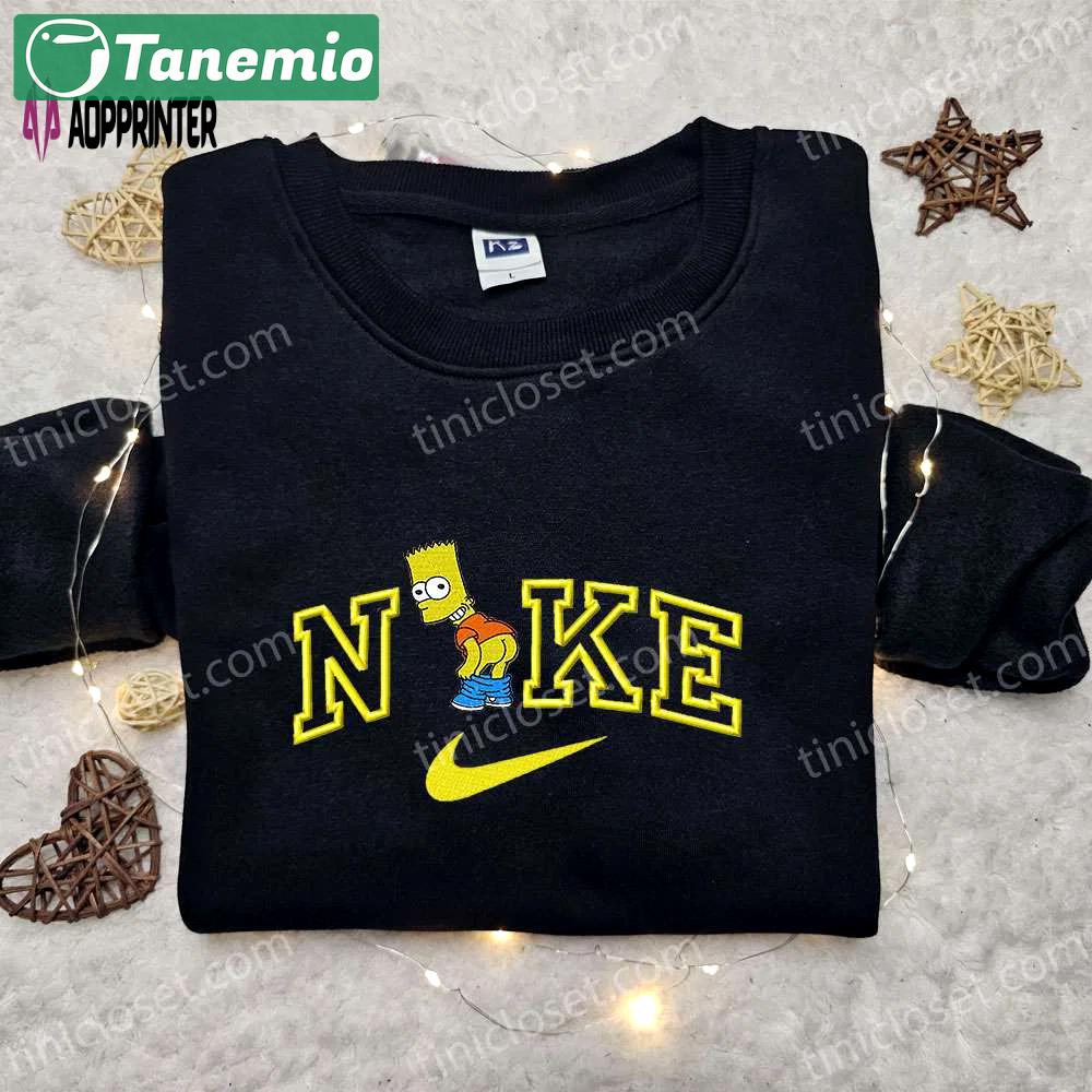 Bart simpson x nike cartoon embroidered tshirt: best nike inspired birthday gift Embroidered Shirt