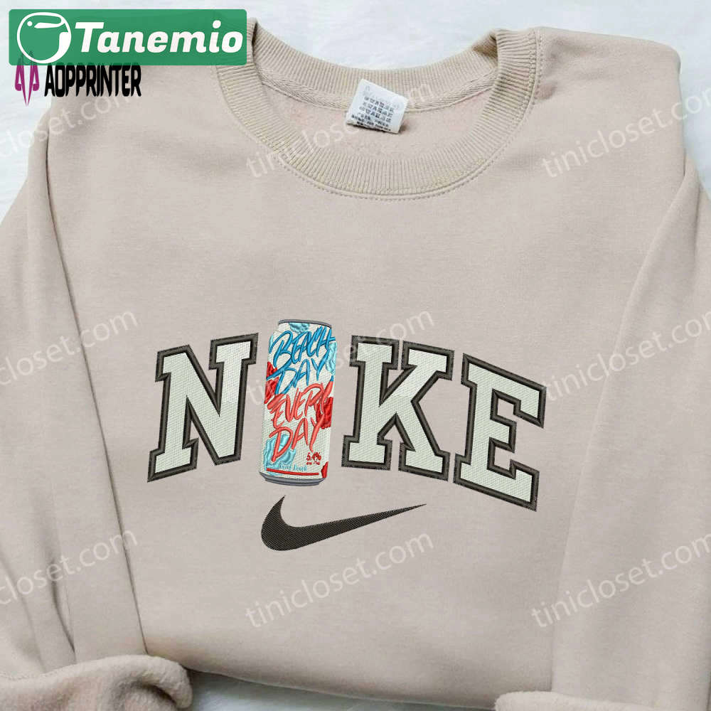 Beach beverage x swoosh nike embroidered shirt – stylish water design Embroidered Shirt