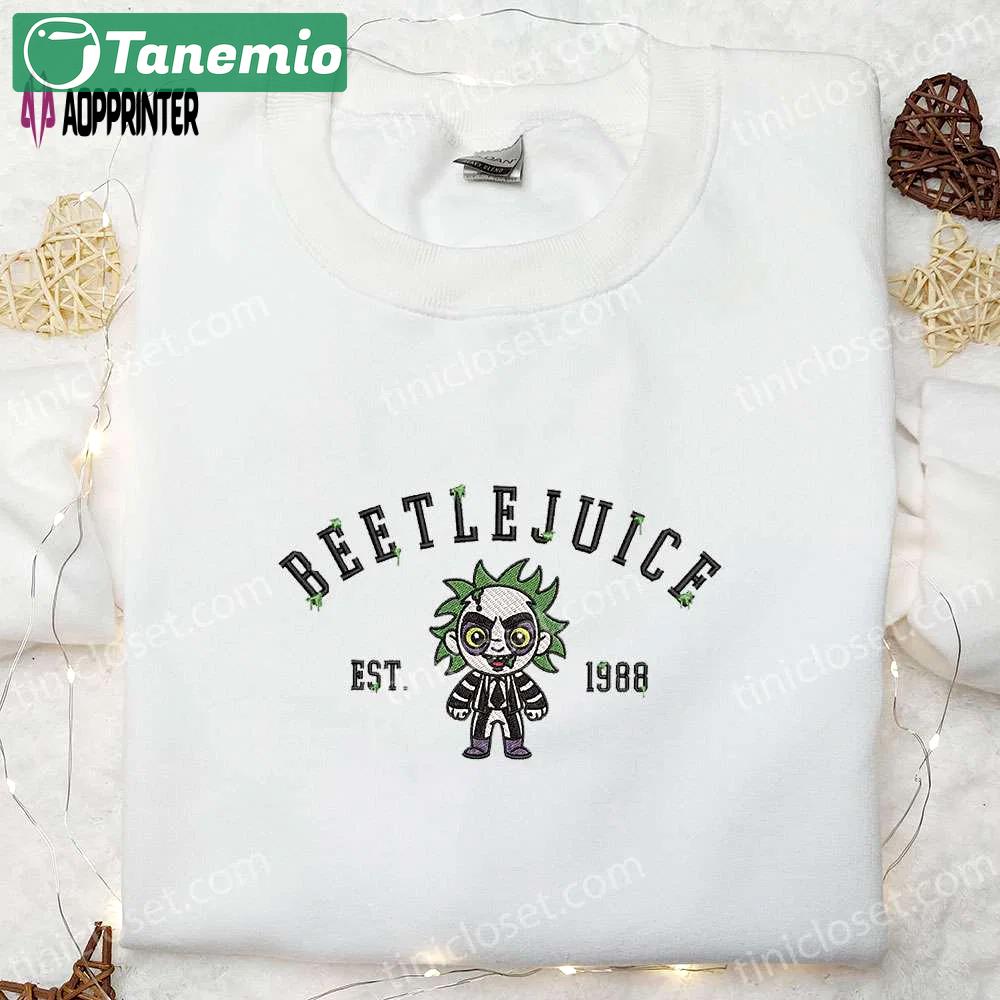Beetlejuice est 1988 embroidered shirt: best horror movie halloween gift for family Embroidered Shirt