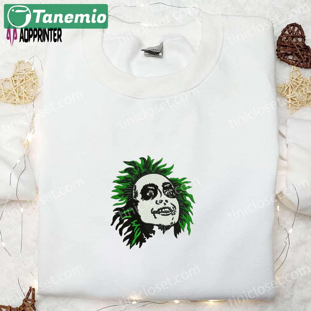 Beetlejuice head embroidered shirt – best horror movie gift for family Embroidered Shirt