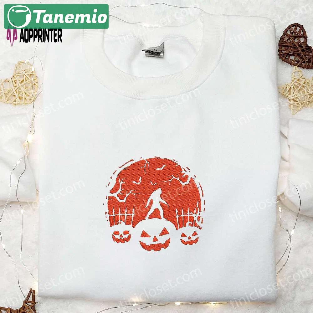 Bigfoot halloween embroidered shirt: best family gifts Embroidered Shirt