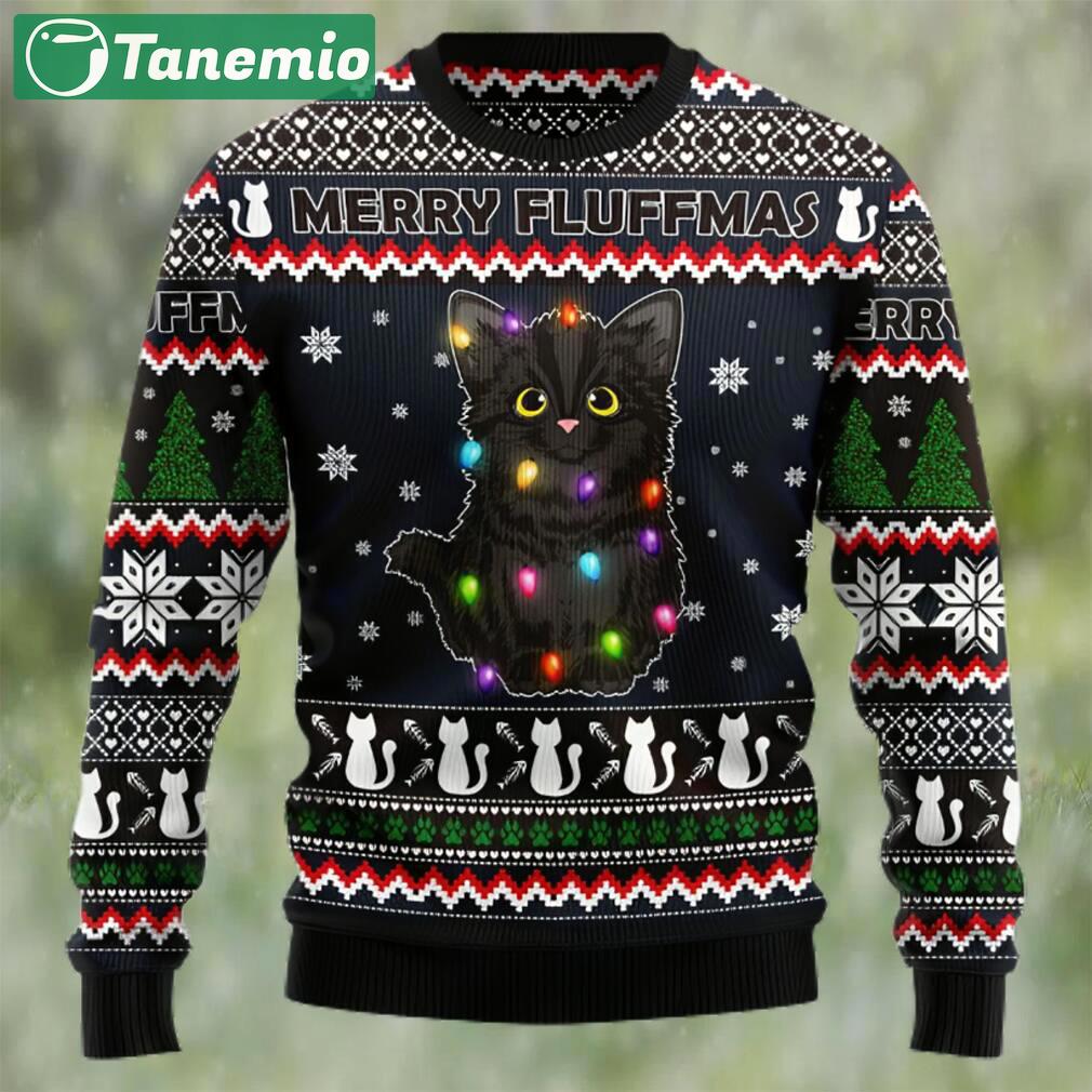 Black cat fluffmas ugly christmas sweater Christmas Ugly Sweater
