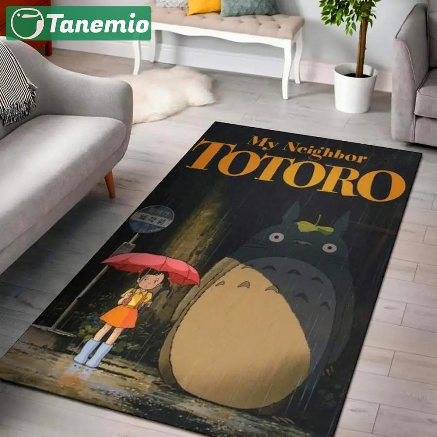 Black my neighbor totoro studio ghibli area rug living room rug home decor Rectangle Rug
