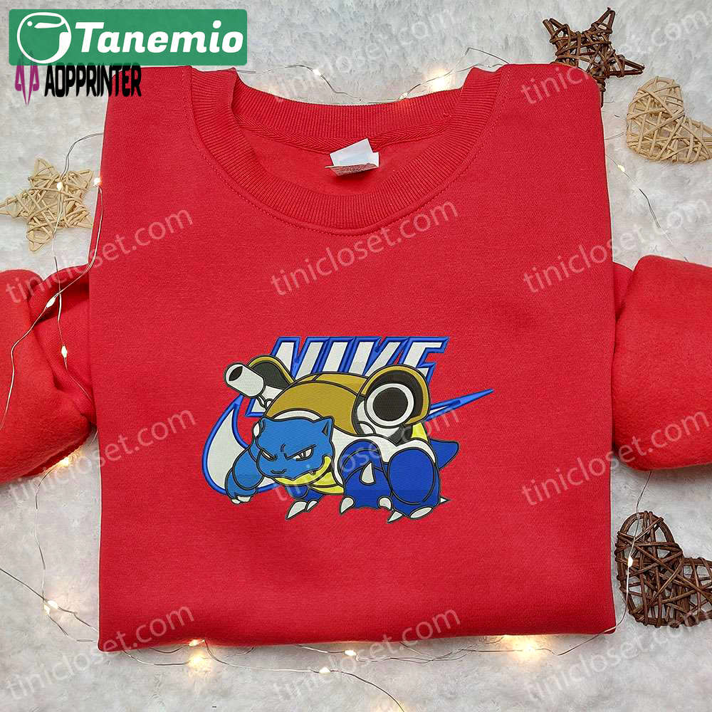 Blastoise x nike anime embroidered shirt: pokemon inspired nike shirt Embroidered Shirt