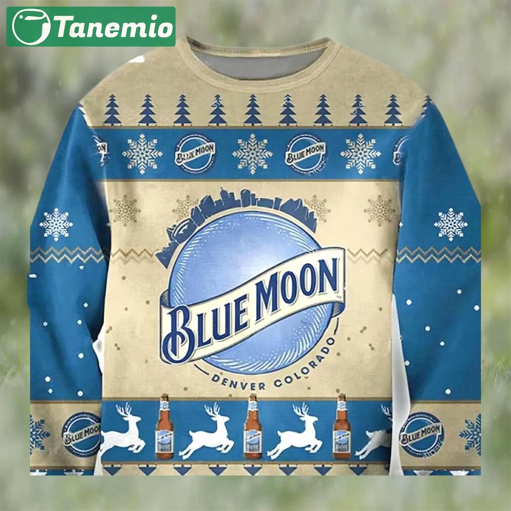 Blue moon ugly christmas sweater, faux wool sweater, international beer day, gifts for beer lovers, best christmas gifts for 2022 ? prinvity Christmas Ugly Sweater