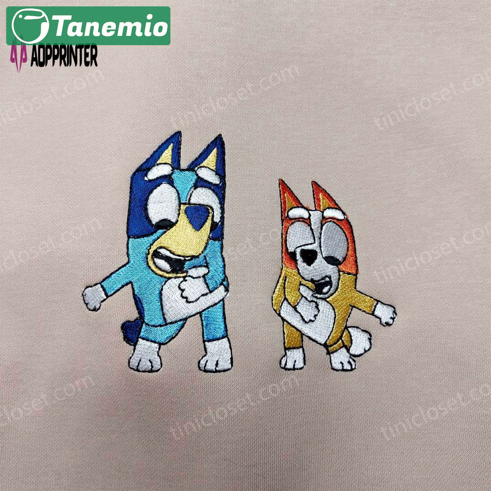 Bluey and bingo embroidered shirt – cute disney design Embroidered Shirt