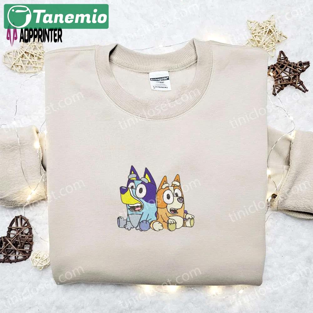 Bluey and bingo sisters embroidered shirt & hoodie – best family gift idea Embroidered Shirt