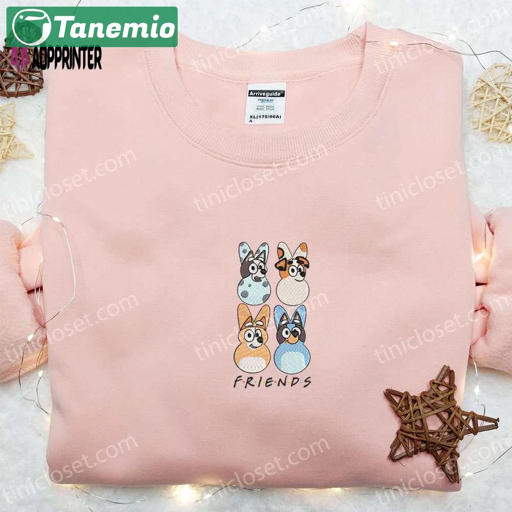Bluey characters easter friends shirt & cartoon hoodie: thanksgiving day gift idea Embroidered Shirt