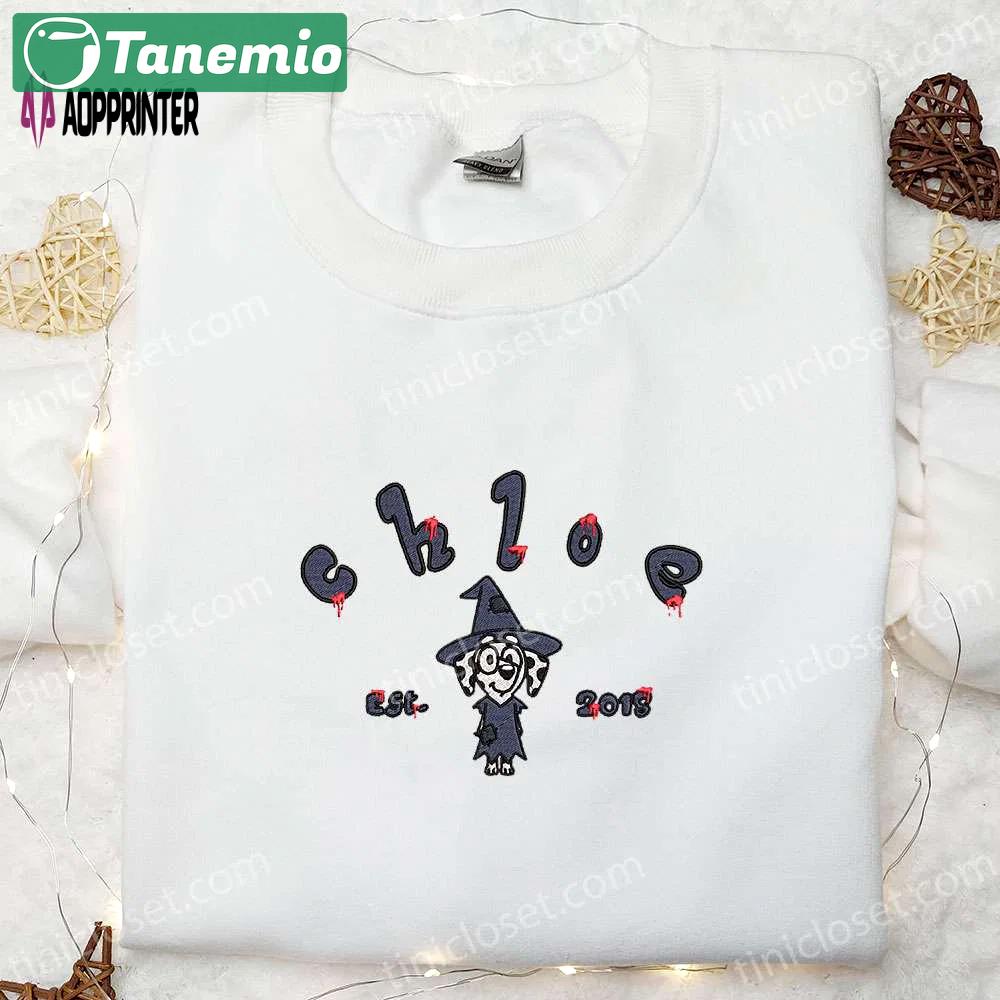 Bluey chloe est 2018 halloween embroidered shirt – best family halloween gift Embroidered Shirt