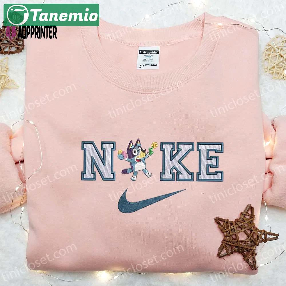 Bluey x nike embroidered shirt with easter eggs flower thanksgiving hoodie – best holiday gift idea Embroidered Shirt