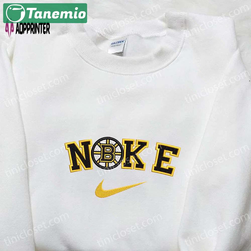 Boston bruins x nike embroidered shirt: nhl sports hoodie with nike-inspired design Embroidered Shirt