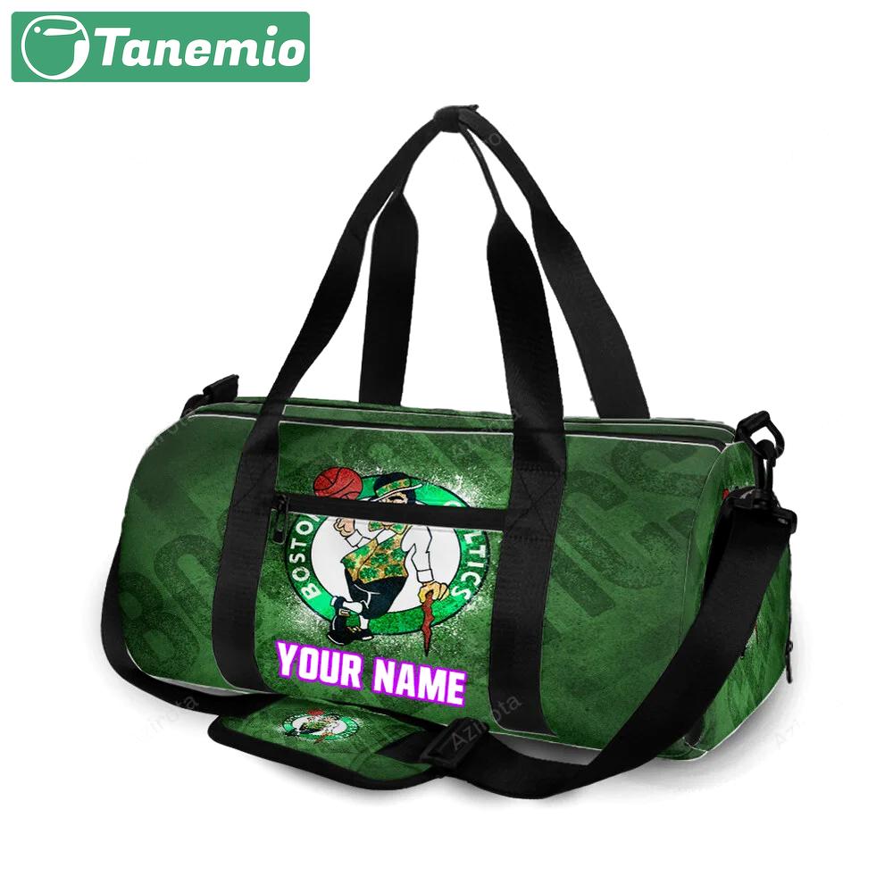 Boston celtics text green personalized name travel bag gym bag 640 Travel Bag