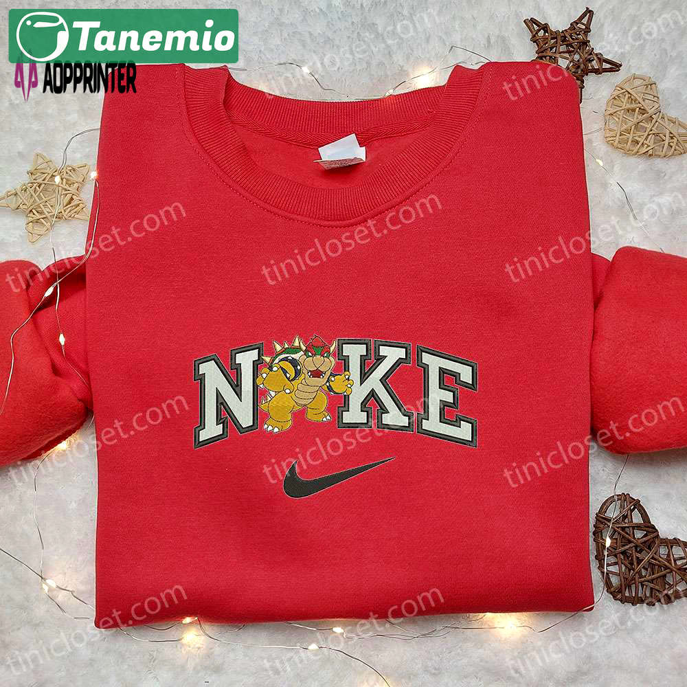 Bowser x nike movie hoodie & super mario shirt: embroidered nike inspired apparel Embroidered Shirt