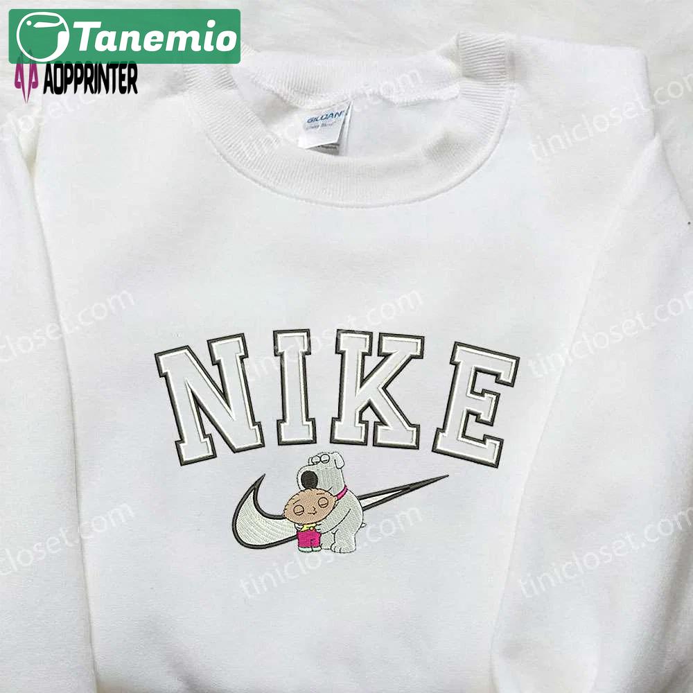 Brian & stewie x nike embroidered sweatshirt: family guy cartoon inspired shirt Embroidered Shirt