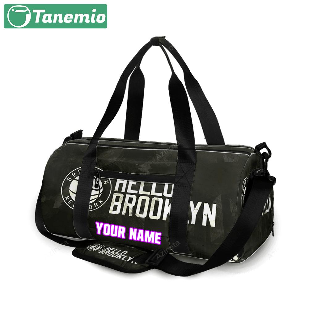 Brooklyn nets hello brooklyn vintage personalized name travel bag gym bag 1817 Travel Bag