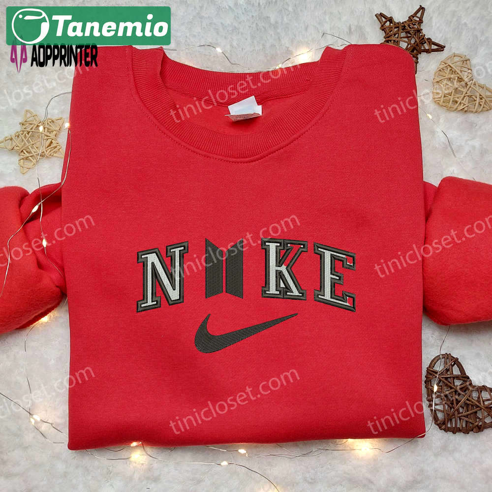 Bts x nike embroidered shirt: custom music apparel for trendy fans Embroidered Shirt